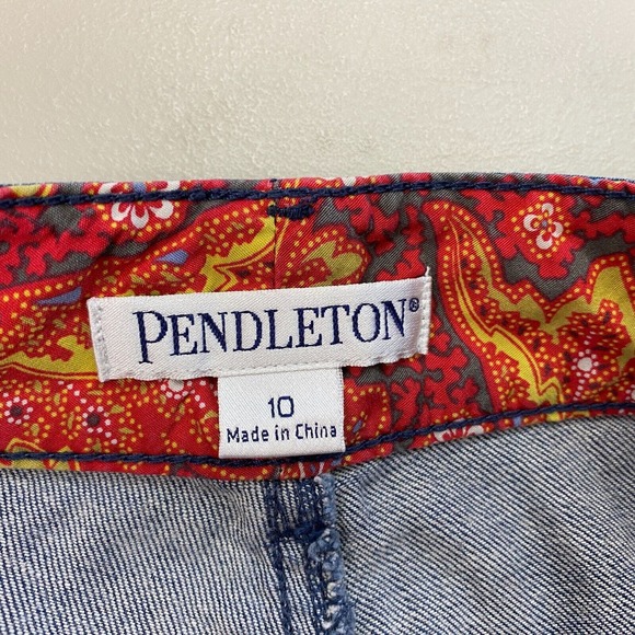 Pendleton Crop Jeans Womens 10 Cuffed Contrast Paisley Trim Preppy Retro 32x20 - Picture 11 of 14
